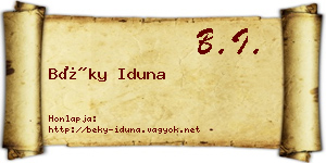 Béky Iduna névjegykártya